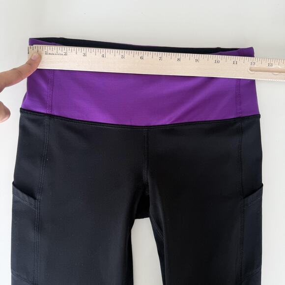 Lululemon Pants Womens 4 Black Violet Run Clear As Mud Low Rise Luxtreme Y2K - Picture 7 of 8